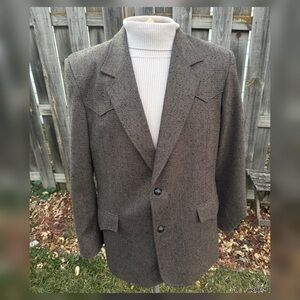 Vintage 1980’s Western Herringbone Donegal Tweed Sports Coat Blazer - 44/46